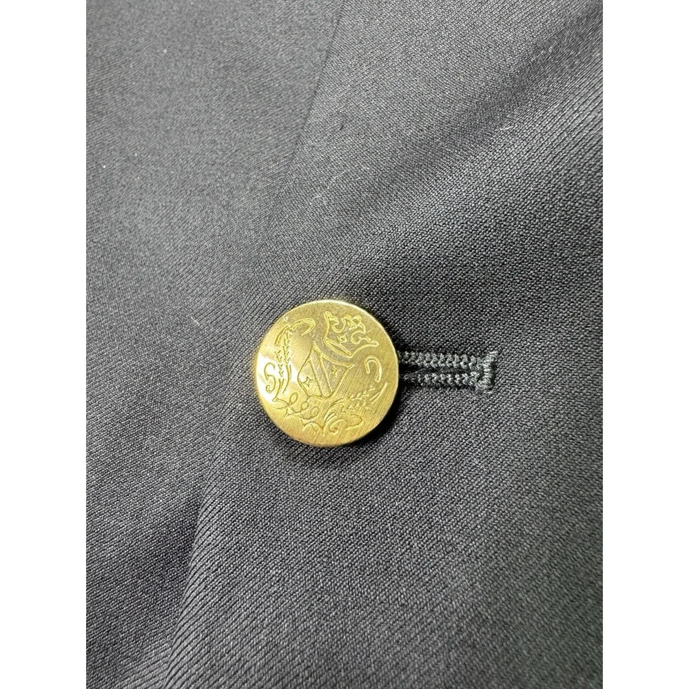 Jos A Bank Signature Blazer Mens 48L Black Wool Gold Crest Button Sport Coat